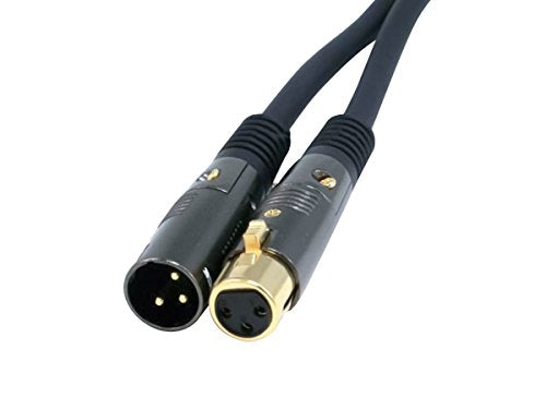 104752 Premier Series XLR Male to XLR Female - 10Ft - Black - Gold Plated | 16AWG Copper Wire conductors [Microphone & Interconnect]