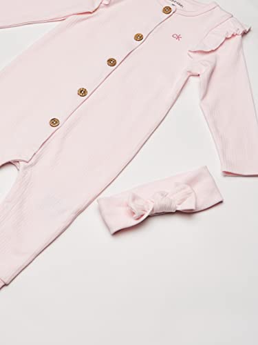 Baby Girls' Coverall with Headband, Barely Pink, 18M