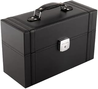 Black Leather Nail Polish and Makeup Organizer with 48 Compartments