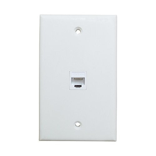 1 Port Ethernet Wall Plate - Single Gang Network Cat6 RJ45 Ethernet Cable Cover Plate Female to Female Pass Through Faceplate - White