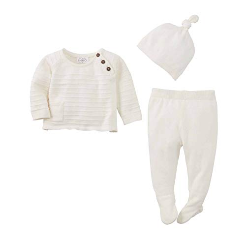 Baby Girls' Knit Ivory 3 PC Set, Cream, 3-6 Months