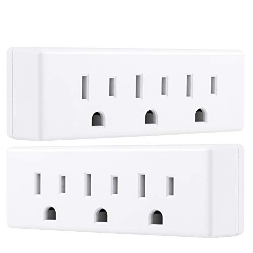 3-Outlet Extender, 2 Pack, Grounded Wall Tap Adapter, 3-Prong, Power Splitter, 120VAC/15A/1875W, UL Listed, White, SPS1630W/37