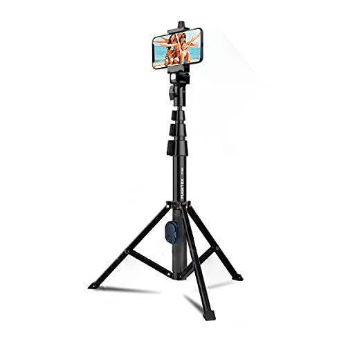 51" Professional Selfie Stick Tripod, 100% All Aluminum Stick & Legs, Lightweight, Bluetooth Remote, Portable All in One, Compatible with iPhone & Android, Non Skid Feet, Black