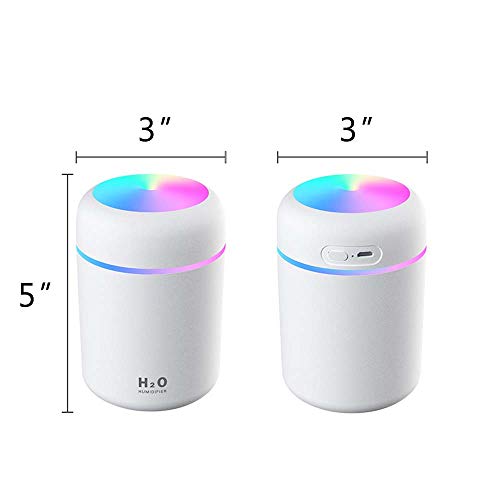 Cool Mist Humidifier, 300ml Mini Portable Humidifier with Multicolor LED Night Light, 2 Mist Mode and Auto Shut-Off, Personal Desktop Humidifier for Home Office Nursery, Super Quiet (Black)