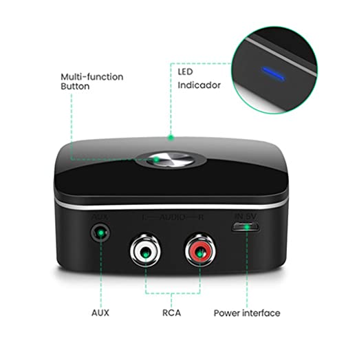 Bluetooth Receiver 5.0 Wireless Auido Music 3.5 mm RCA APTX LL Low Latency Home Streaming Sound (Color : As Shown, Size : One Size)