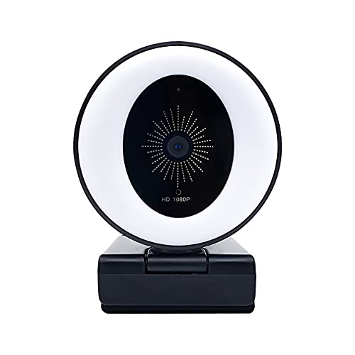 Streaming Camera with Microphone & Ring Light,1080P HD Webcam 3-Level Adjustable Brightness LED Light, Plug and Play Computer Web Cam with Tripod for Desktop Laptop Skype YouTube