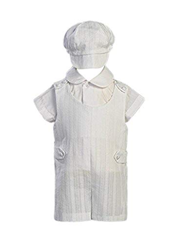 Cotton Embroidered Short Christening Baptism Romper Set - Size XS  0-3 Months