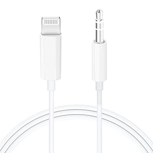 Aux Cord for iPhone, 3.5mm Aux Cable for Car Compatible with iPhone 13 12 11 XS XR X 8 7 6 iPad iPod for Car Home Stereo, Speaker, Headphone, Support All iOS Version - 3.3ft (White)