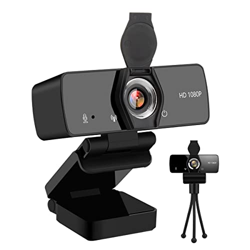 Webcam with Microphone, 1080P HD Streaming USB Computer Webcam [Plug and Play/30fps] with Privacy Cover & Tripod for Video Conferencing/Calling/Gaming, Laptop/Desktop Mac, Skype/YouTube/Zoom/Facetime