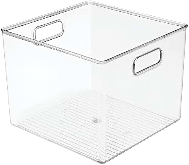 Deep plastic storage baskets with handles, 2-pack