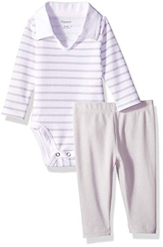 Ultimate Baby Flexy 2 Piece Set  Pant with Long Sleeve Polo Bodysuit , Grey Stripe, 0-6 Months