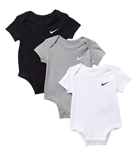 Jordan Baby Assorted Bodysuits, 3-Pack  0-3 Months, Black 56F096-023  Grey White