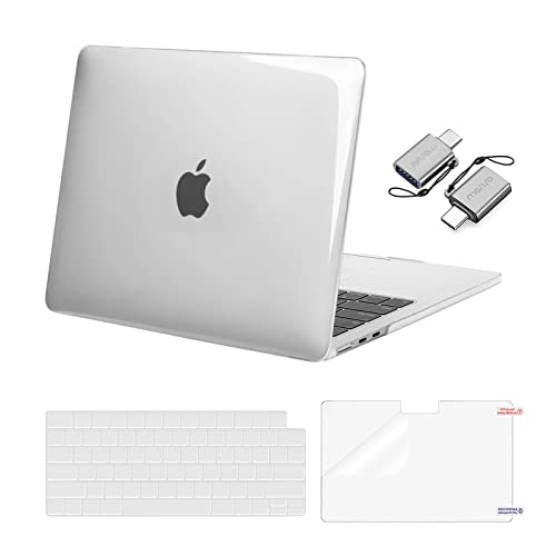 Compatible with MacBook Air 13.6 inch Case 2022 Release A2681 M2 Chip with Liquid Retina Display Touch ID, Plastic Hard Shell&Keyboard Cover&Screen Protector&Type C Adapter 2 Pack,Crystal Clear