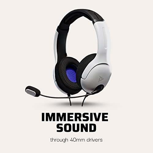 Gaming LVL40 Stereo Headset with Mic for PlayStation, PS4, PS5 - PC, iPad, Mac, Laptop Compatible - Noise Cancelling Microphone, Lightweight, Soft Comfort On Ear Headphones, 3.5mm jack - White