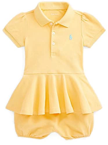 Baby Girl Peplum Mesh Bubble Shortall (Beach Yellow, 3 Months)