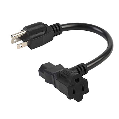 1 Foot Nema 5-15P Male to C13/ Nema 5-15R Piggyback Power Cord, UL CUL SJT 14AWG 3C, Replacement for Daisy Chain Pro Audio DJ etc