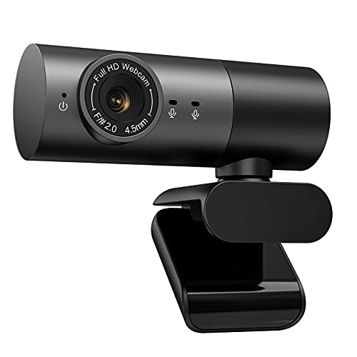 HD 1080P Webcam with Built-in Dual MIC & Speaker, Upgraded 360 View Computer Camera, Plug & Play USB Webcam for YouTube TikTok Facebook Video Meeting, Compatible with Windows/Android/Mac OS