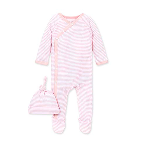 girls Romper Jumpsuit, 100%  Cotton One-piece Coverall and Toddler Footie, Blossom Stripe, 0-3 Months US