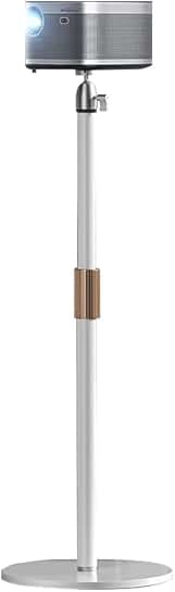 White Pico Projector Stand with Metal Base and Adjustable Angle