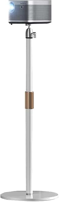 White Pico Projector Stand with Metal Base and Adjustable Angle
