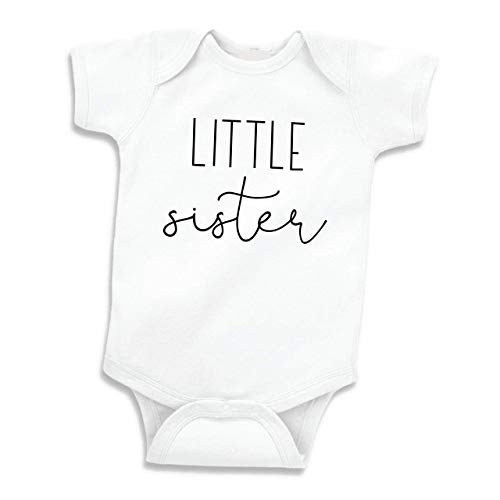 Little Sister Shirt Baby Girl Gender Reveal Announcement (0-3 Months, White)