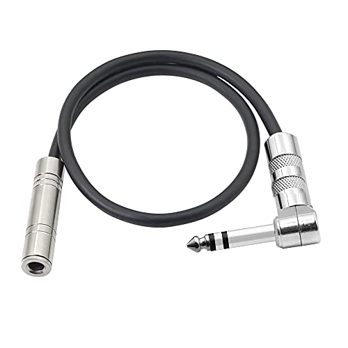 1/4 Inch Stereo Extension Cable Right Angle 6.35mm Male to Female TRS Stereo Audio Cable for Amplifiers,Guitars,Home Theater Equipment Etc 50cm