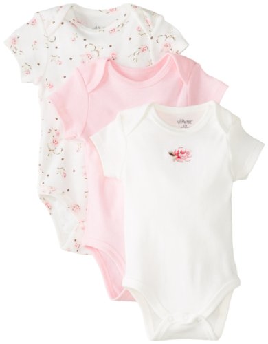 Girls Rose 3 Pack Bodysuit, Pink Floral, 3 Months