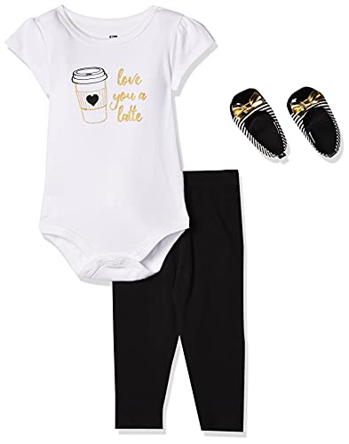 Uni   Cotton Bodysuit, Pant and Shoe Set, Latte, 6-9 Months