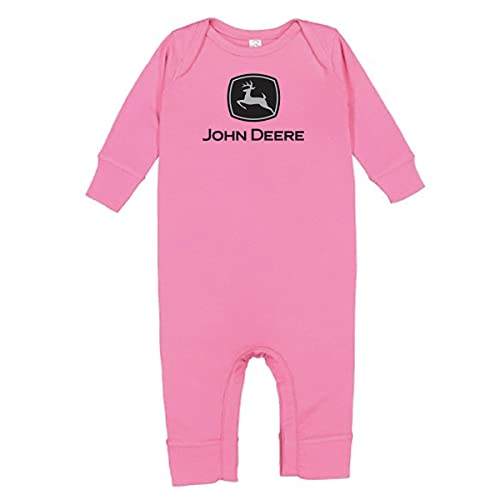 Baby Girl Long Sleeve Romper with Logo-Raspberry-6M
