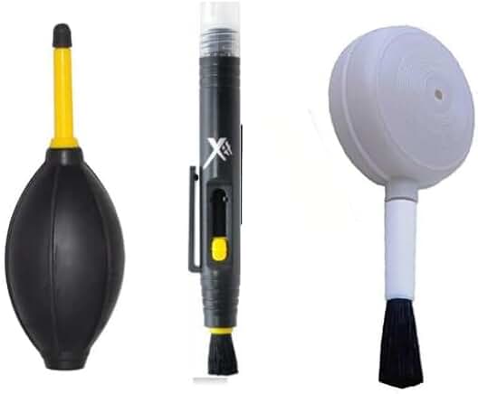 Camera cleaning kit with pen, brush, and blower