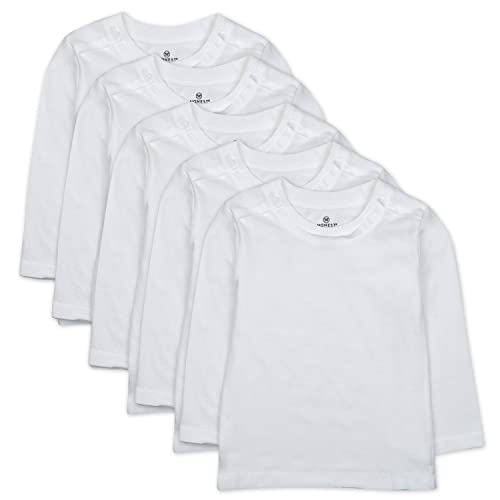 unisex baby 5-pack  Cotton Long Sleeve T-shirts infant and toddler shirts, Bright White,  US