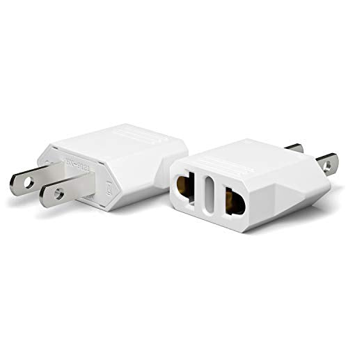 Europe to US plug adapter, 2 pack for travel