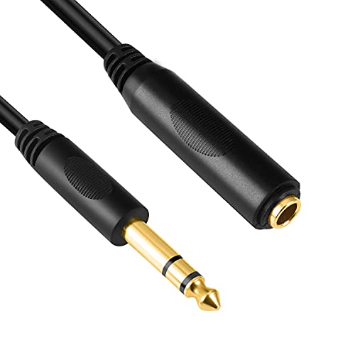 1/4 Extension Cord, 1/4" Male to 1/4" Female Cable, 6.35mm Quarter inch Gold Plated Audio Cable Stereo Cord, 15 Feet 4.5Meters