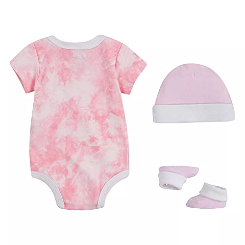 Baby Girls Tie Dye Bodysuit, Bootie and Hat 3 Piece Set (Pink(NN0646-A9Y)/White, 0-6 Months)