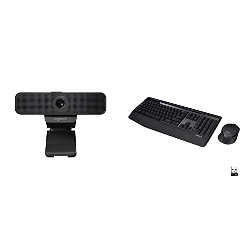 C925-e Webcam with HD Video and Built-in Stereo Microphones - Black & MK345 Wireless Combo Full-Sized Keyboard