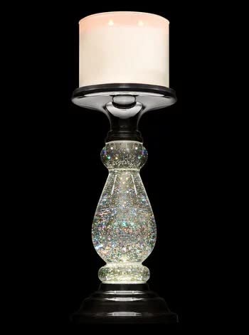 Silver Swirling Glitter Pedestal with Timer  USB Compatible with 3-Wick Candles
