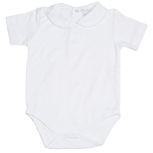 Baby Basic Short Sleeve Collared Bodysuit with Bebe Collar-0-3 Months White