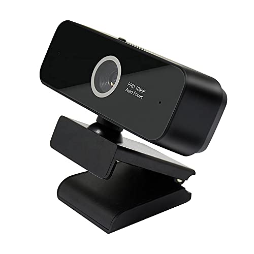 Autofocus Webcam with Privacy Shutter, Double Microphone, Plug and Play USB Computer Camera for Teaching, Skype, Zoom, Video Conferencing and Streaming, PC/MAC/Laptop