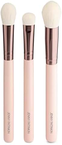 3-piece makeup brush set for blending, concealing, and highlighting
