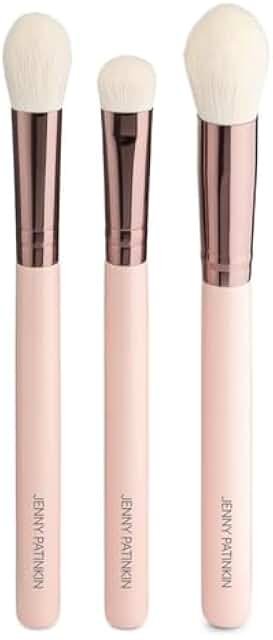 3-piece makeup brush set for blending, concealing, and highlighting