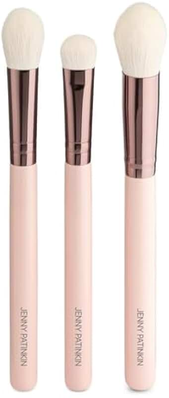 3-piece makeup brush set for blending, concealing, and highlighting