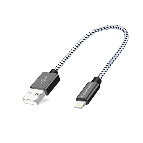 0.5 Feet Short Lightning to USB Data Sync Cable [MFi ] Compatible with iPhone X, 8, 8 Plus, 7, 7 Plus, 6S, 6S Plus, iPad, 15CM, Black and White