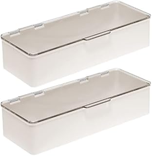 Long Plastic Cosmetic Storage Organizer Box, 2 Pack