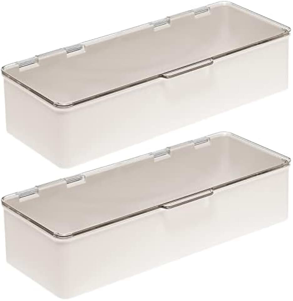 Long Plastic Cosmetic Storage Organizer Box, 2 Pack