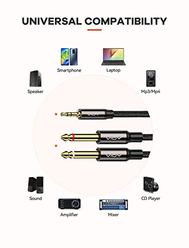 1/4 6.35mm to 3.5mm 1/8 Stereo Audio Cable [3 M/10 FT], 1/8 to 1/4 Speaker Cable for Computer, CD Players, Multimedia Speakers and Amplifiers