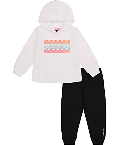 Baby Girls' 2 Pieces Hooded Jog Set, Bright White/Black, 12M