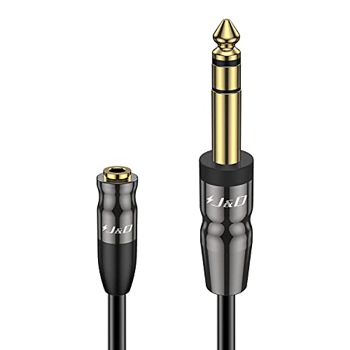 1/4 inch to 3.5mm Headphone Adapter, Heavy Duty Copper Shell Connecter Joint 3.5mm 1/8 inch Female TRS to 6.35mm Male TRS Stereo Audio Extension Cable, 6 Feet