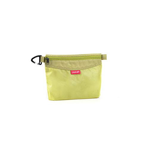 Small green water-resistant mesh zipper pouch for storage and travel
