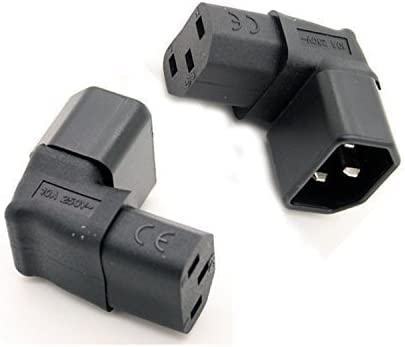 (2 Pack) IEC320 C14 to C13 Power Adapter PDU/UPS Plug/Socket UP 90 Degree AC250V 10A IEC 320 C14 Male to C13 Female Right Angled IEC Converter Plug Adapter for LCD/LEC TV Wall Mount