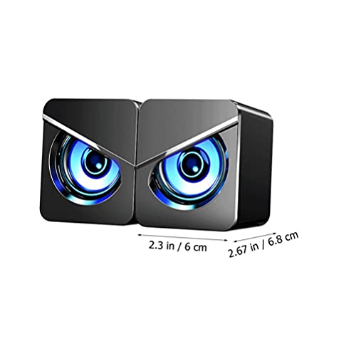 1 Pair Mini Computer Speaker Owl Style PC Laptop Stereo Speaker Bass Surround Stereo Sound USB Wired Speaker for Desktop Laptop Computer Black